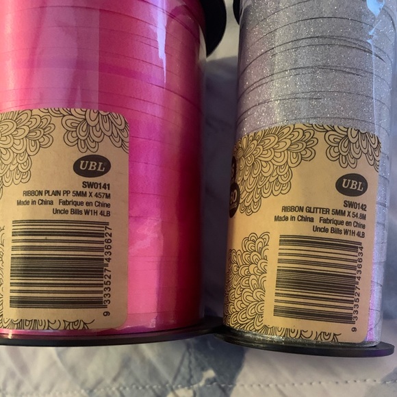 2 rolls of ribbon pink & silver sparkles 🎗New🎀 - Picture 2 of 4